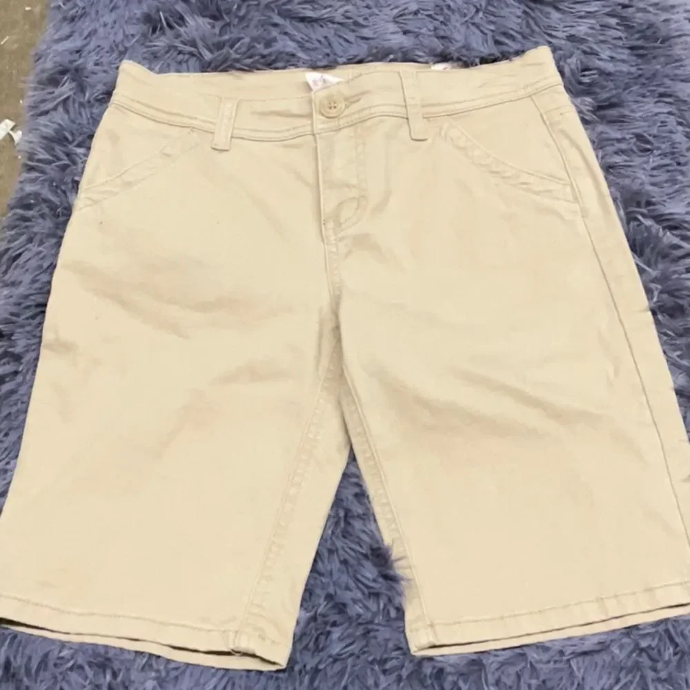 Justice Beige Flat Front Shorts - New